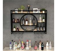 PréSentoir à Vin Mural En MéTal Moderne,Porte-Bouteilles Muraux Industriels Avec Porte-Verre éTagèRes Flottantes Pour Unité De Bar Pour Unité De Bar Pour La Maison Restaurant(Size:120cm,Color:Noir)