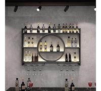 ZHFASDS PréSentoirs à Vin Muraux pour Unité De Bar，Casier à Vin Mural en MéTal Moderne éTagèRe en Verre PréSentoir en Fer pour Unité De Bar pour La Maison Restaurant(Size:100cm,Color:Noir)