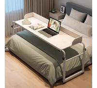 ZHFASDS Table De Lit A Roulette，Bureau RéGlable en Hauteur Et en Longueur Support pour Ordinateur Portableroulant Lit Table Table MéDicale Bureau Mobile Multifonctionnel Poste De(Color:Blanc)
