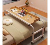 ZHFASDS Table de lit a Roulette，Mobile Multifonctionnel Poste de Bureau Réglable en Hauteur et en Longueur Table De Lit Debout pour Poste De Travail pour Bureau Lit Canapé Hôpital Le(Color:Bois)