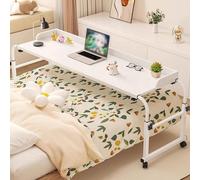 ZHFASDS Table de lit a Roulette，Mobile Multifonctionnel Poste de Bureau Réglable en Hauteur et en Longueur Table De Lit Debout pour Poste De Travail pour Bureau Lit Canapé Hôpital Le(Color:Blanc)