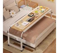 ZHFASDS Table De Lit A Roulette，Support pour Ordinateur Portableroulant Lit Table Table Mobile RéGlable en Hauteur Et en Longueur Bureau Mobile Multifonctionnel Poste De(Color:Bois)