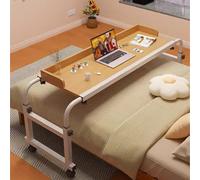 ZHFASDS Table De Lit A Roulette，Table Mobile RéGlable en Hauteur Et en Longueur Table MéDicale Roulante De Bureau De Plateau De Nourriture Ordinateur Extensible à Lit Croisé Table(Color:Bois)