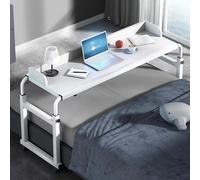 ZHFASDS Table de Lit avec roulettes，Table Médicale Bureau Mobile Multifonctionnel Poste de Bureau Réglable en Hauteur et en Longueur Table de lit avec roulettes d'ordinateur(Color:Blanc)