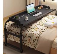 ZHFASDS Table De Lit Croisée avec roulettes,de Nourriture Table Médicale Roulante pour Bureau Réglable en Hauteur Et en Longueur Bureau De Chevet Mobile pour Ordinateur Portable(Color:Noir)