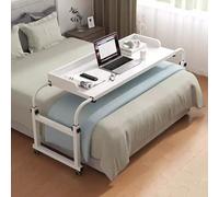 ZHFASDS Table De Lit CroiséE avec roulettes，Hauteur Et Largeur RéGlables Au-Dessus du Lit De Nourriture Table MéDicale Roulante pour Over Bed Table with Desktop Baffle(Color:Blanc)