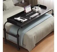 ZHFASDS Table De Lit CroiséE avec roulettes,Hauteur Et Largeur RéGlables Au-Dessus du Lit De Nourriture Table MéDicale Roulante pour Over Bed Table with Desktop Baffle(Color:Noir)