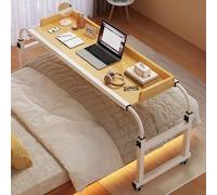 ZHFASDS Table De Lit CroiséE，Table De Lit Debout pour Poste De Travail Table De Lit avec roulettes Poste De Travail RéGlable pour Ordinateur Bureau RéGlable en Hauteur Et en Longueur (Color:Bois)