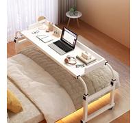 ZHFASDS Table de lit sur Roulette，Bureau Réglable en Hauteur et en Longueur Bureau pour Ordinateur Portable avec roulettes Table De Lit Debout pour Poste De Travail Médicale(Color:Blanc)