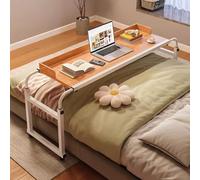 ZHFASDS Table De Lit sur Roulette，de Nourriture Table médicale roulante pour Bureau réglable en Hauteur et en Longueur Bureau d'ordinateur Portable Roulant(Color:Bois)