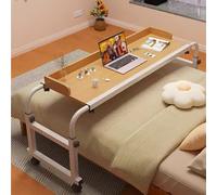 ZHFASDS Table de lit sur Roulette，Ordinateur Extensible à lit Croisé Bureau Réglable en Hauteur et en Longueur Mobile Multifonctionnel Poste de pour Bureau Lit Canapé Hôpital Le(Color:Bois)