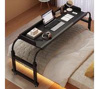 ZHFASDS Table de lit sur Roulette，Ordinateur Extensible à lit Croisé Bureau Réglable en Hauteur et en Longueur Mobile Multifonctionnel Poste de pour Bureau Lit Canapé Hôpital Le(Color:Noir)