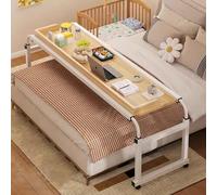 ZHFASDS Table De Lit sur Roulette，Table De Chevet RéGlable en Hauteur De Nourriture Table MéDicale Roulante pour Support pour Ordinateur Portableroulant Lit Table(Color:Bois)