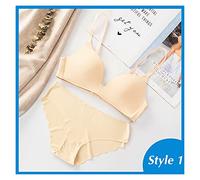 ZHFSWLKW Souffrage sans Couture Set Compatible with Les Femmes sous-vêtements Push up Lingerie Set Souffrage Gratuit Soutien-Gorge et Culotte Plus de Taille M L XL Taille Intime Femme(XL,Skin 1_A)