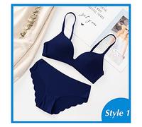 ZHFSWLKW Souffrage sans Couture Set Compatible with Les Femmes sous-vêtements Push up Lingerie Set Souffrage Gratuit Soutien-Gorge et Culotte Plus de Taille M L XL Taille Intime Femme(L,Blue 1_B)