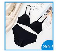 ZHFSWLKW Souffrage sans Couture Set Compatible with Les Femmes sous-vêtements Push up Lingerie Set Souffrage Gratuit Soutien-Gorge et Culotte Plus de Taille M L XL Taille Intime Femme(M,Black 1_A)