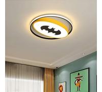 ZHFZKKL Plafonnier LED Blanc pour Chambre d'enfant dimmable 3 Couleurs Chambre à Coucher Dessin animé Jaune plafonnier Moderne Batman Design Rond créatif Lustre décoratif pour Bureau Salon Chambre de