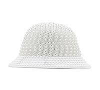 ZHGFXIN Chapeau bob coloré à strass pour homme et femme, large bord, pêcheur, chanteur, danseur, spectacle, bal disco cow-boy, homme pour femme, blanc, Taille unique