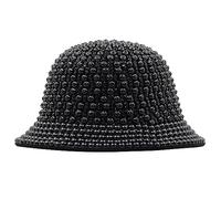 ZHGFXIN Chapeau bob coloré à strass pour homme et femme, large bord, pêcheur, chanteur, danseur, spectacle, bal disco cow-boy, homme pour femme, Noir , Taille unique