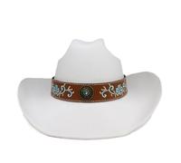 ZHGFXIN Chapeau Fedoras classique en laine à large bord de cowboy occidental pour le dîner en plein air vêtements décontractés chapeaux femmes chapeau femmes enfants, blanc, Taille unique