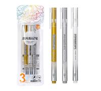 ZHGFXIN Lot de 3 surligneurs métalliques pour écrire en douceur - Sans bavure - Pour scrapbooking et livres - Pointe en acier - Doré/argenté