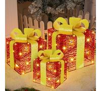 ZHHGOO Boîtes Cadeaux Lumineuses de Noël, Lot de 3 Boîtes à Cadeaux, LED Cadeaux Lumineux, Decoration Noel Interieur Maison avec Guirlandes Lumineuses Chaud Illuminées