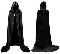 ZHHGOO Cape à Capuche Velours, Cape de Vampire Unisexe, Adultes Costume d'halloween, Fête Thématique d'halloween, Bal Masqué Cosplay, Carnaval Déguisement Costume (130 cm)