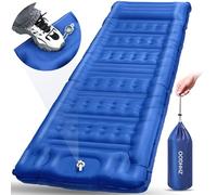 ZHHGOO Matelas Autogonflant de 12 cm d'épaisseur, Tapis de Camping avec Oreiller & Pompe à Pied, Ultraléger Matelas Gonflable Pliable pour Camping Tente Randonnée, Bleu