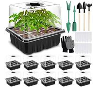 ZHHGOO Mini Serre pour Plantes,Boite Semis avec Couvercle surélevé,10 Pièces 120 Cellules Intérieure Plateau Semis,Serre Intérieure Pépinière Boîte avec 20 étiquettes,3 Pelle,2 Outils,1 Paire de Gants