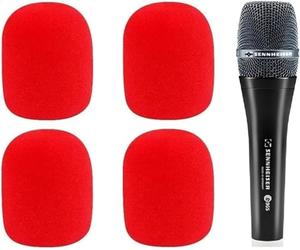 ZHHSUNY 4PCS E835 Microphone Foam Cover Accessoires de Pare Brise, Compatible pour Sennheiser E965 E835S E835 E935 E945 E845-S E845 Microphone Replacement Mic Foam Cover (Rouge)