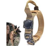 ZHHSUNY Collier Chien Air tag,avec Support Air tag,100% Etanche avec Support GPS Traceur Collier Tactique pour Chien,Réglable en Nylon Poignéeparticulièrement Durable (Kaki, L)