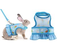 ZHHSUNY Harnais pour Lapin, Harnais de Lapin Anti Fuite, Réglable et Respirant, Convient aux Petits Animaux,Chatons,Cobayes,Chinchilla Cordon de Traction pour Gilet (Bleu, M)