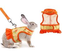 ZHHSUNY Harnais pour Lapin, Harnais de Lapin Anti Fuite, Réglable et Respirant, Convient aux Petits Animaux,Chatons,Cobayes,Chinchilla Cordon de Traction pour Gilet (Rouge orangé, M)