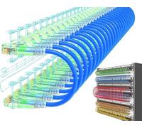 ZHHSUNY Lot de 24 Cat6a Cordon de Raccordement Cuivre pur Ultra-Mince, 550MHZ 10G 28 AWG Cordon de Raccordement Flexible Cat6, Câble Réseau pour Armoire Réseau de Répartiteur (Bleu, 10FT)