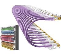 ZHHSUNY Lot de 24 Cat6a Cordon de Raccordement Cuivre pur Ultra-Mince, 550MHZ 10G 28 AWG Cordon de Raccordement Flexible Cat6, Câble Réseau pour Armoire Réseau de Répartiteur (Violet, 10FT)