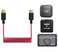 ZHHSUNY USB C à USB C Câble de Microphone, Compatible DJI Mic Mini Mic 2, Compatible Rode Wireless Pro Wireless Go 2, Câble de Raccordement Audio Spiralé, pour i-Phone 15 16, Ordinateurs Portables