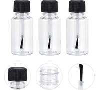 Zhhuoc Lot de 4 flacons vides rechargeables de 20 ml en verre transparent avec bouchon pinceau pour nail art
