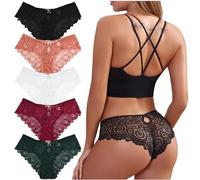 Zhiaek Lot de 5 Culotte Dentelle Sexy pour Femme String Femme Sexy Chic
