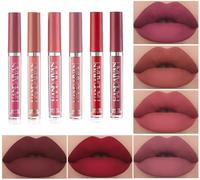 Zhiaek Rouge à Lèvres Longue Tenue Liquide Mat Nude Ensemble Rouge a Levre Nude Longue Durée Lip Gloss Set Cadeau pour Famille et Amis (6 Couleurs)