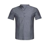 ZHIAN Chemises en Lin À Manches Courtes for Hommes, Boutonnées Et Rétractables, Coupe Classique, Décontractées, Légères, for L'été Et La Plage(Gray,S)
