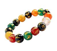 ZHIBO Bracelet de perles magiques en calcédoine naturelle et agate six fils, Pierre