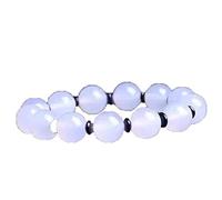 ZHIBO Bracelet en jade et calcédoine blanche naturelle pour homme et femme, Pierre