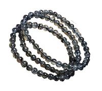 ZHIBO Bracelet en quartz rutile naturel avec perles de cristal AAA 6 mm 3 rangées de cheveux noirs, Pierre