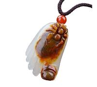 ZHIBO Collier avec pendentif dragon jaune pur et naturel en jade pour homme et femme, Pierre