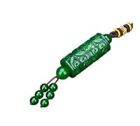 ZHIBO Collier avec pendentif en jaspe du Xinjiang en jade Hetian sculpté cylindrique creux, Pierre