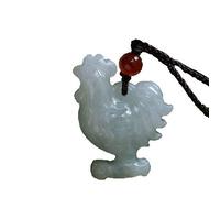ZHIBO Natural A Goods Collier avec pendentif en forme de poulet en jade avec certificat, Pierre