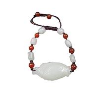 ZHIBO Xinjiang Bracelet en jade hétien avec saphir pour homme et femme, Pierre
