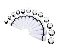 Zhichengbosi Kit de 24 pièces de gros écarteurs pour oreilles, écarteurs et plugs en acrylique avec doubles anneaux O - Ensemble d’étirement, Plastique, Pas de gemme
