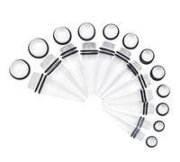 Zhichengbosi Kit de 24 pièces écarteurs d'oreilles larges cônes et plugs en acrylique avec doubles joints toriques - Set d'étirement, Plastique