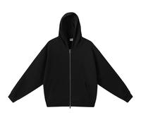 ZHICHENHE Capuche de couleur unie, style rétro américain, coupe ample, design décontracté et simple, sweat à capuche de travail classique en coton de 420 g, fermeture éclair bidirectionnelle, unisexe
